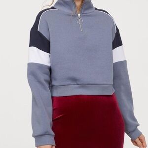H&M blue Stand-up Collar Sweatshirt